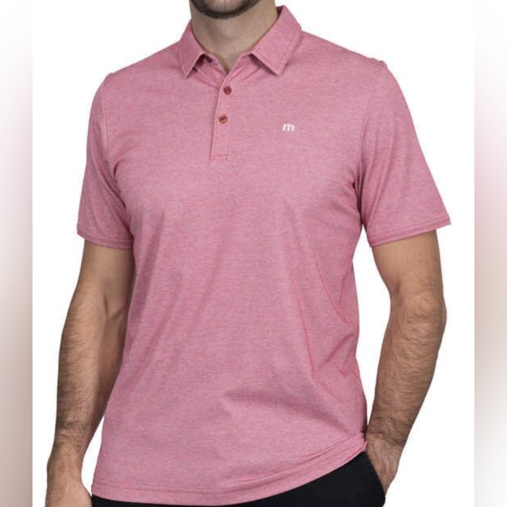 NWT Travis Mathew Red Heather Polo Shirt